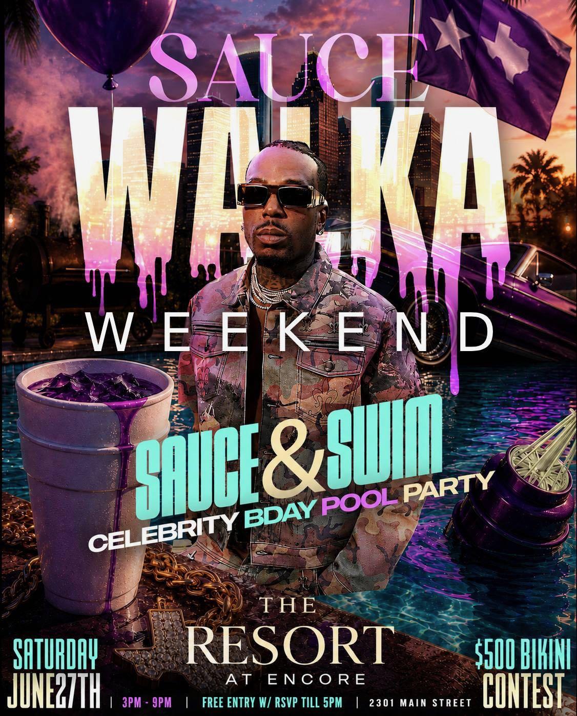 Adult swim Pool Party Series: Sauce & Swim Celebrity Bday Pool Party flyer